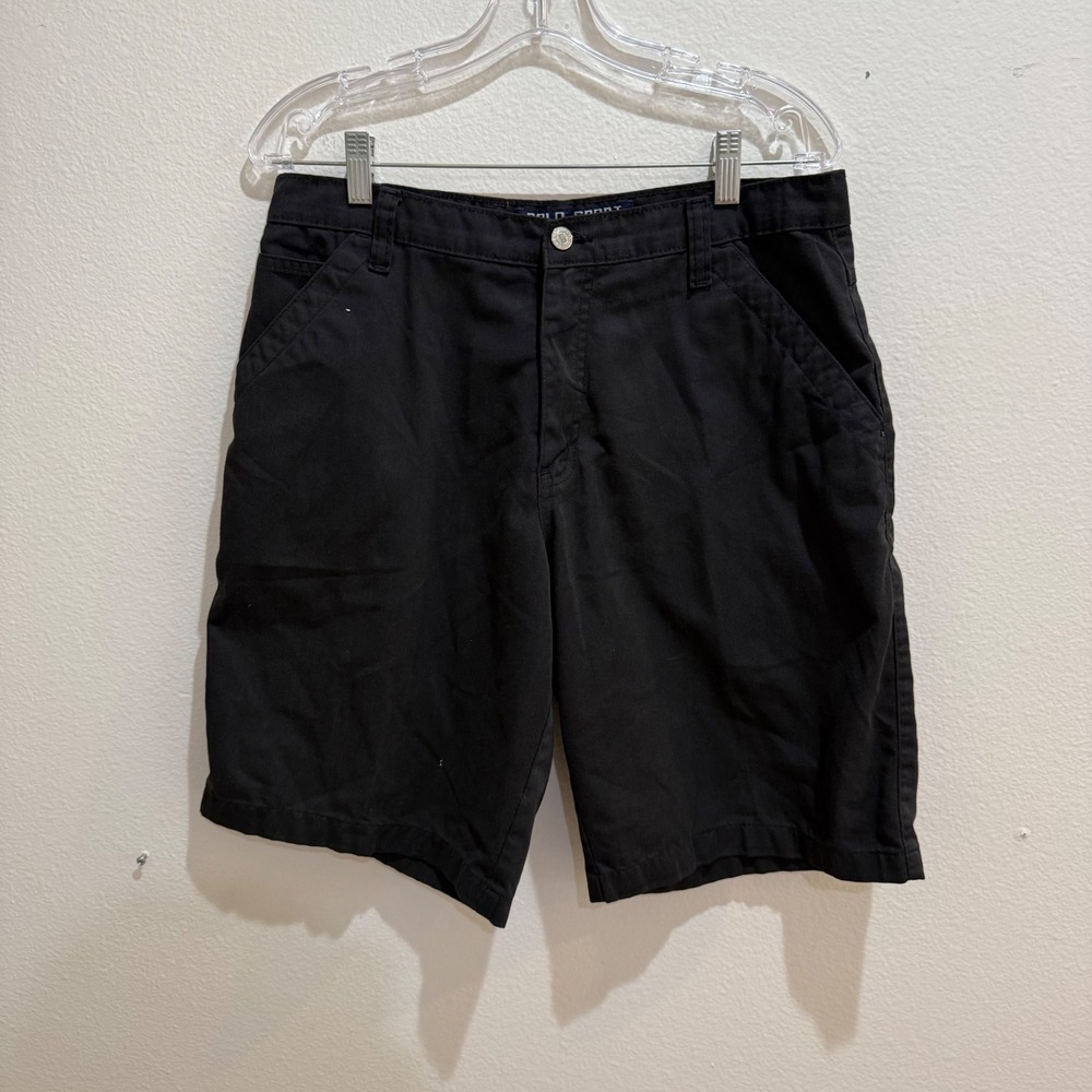 Polo Sport Ralph Lauren Mens 34 Black Canvas Utility Shorts Vintage 90s